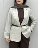 کت مزونی پاپیون با کمربند 2855