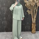 ست شومیز شلوار دکمه چوبی 1667