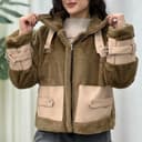 پالتو پوست با چرم آستین سگک وارداتی 2796