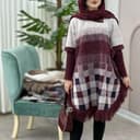 پالتو پانچ آستین کشبافت مربعی 2659